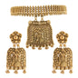 Women's 18k Gold Plated Traditional Choker Brass Jewellery Set With Earrings