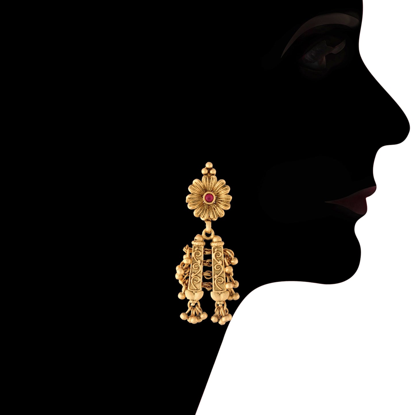 Women's 18k Gold Plated Traditional Choker Brass Jewellery Set With Earrings