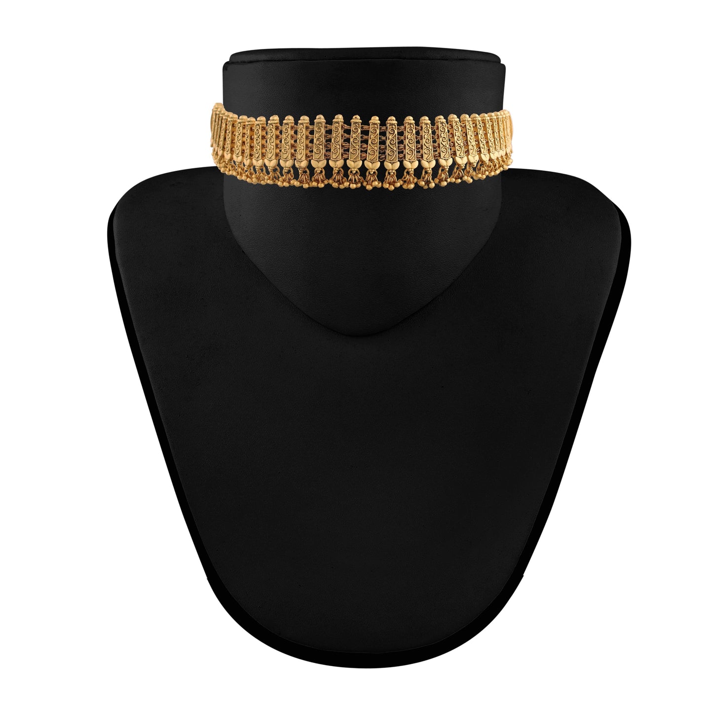 Women's 18k Gold Plated Traditional Choker Brass Jewellery Set With Earrings