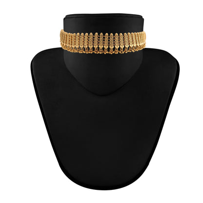 Women's 18k Gold Plated Traditional Choker Brass Jewellery Set With Earrings