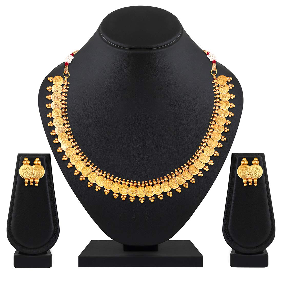 Women's 18K Gold Plated Traditional South Indian Stylish Necklace With Earrings.