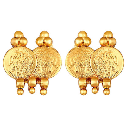 Women's 18K Gold Plated Traditional South Indian Stylish Necklace With Earrings.
