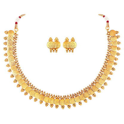 Women's 18K Gold Plated Traditional South Indian Stylish Necklace With Earrings.