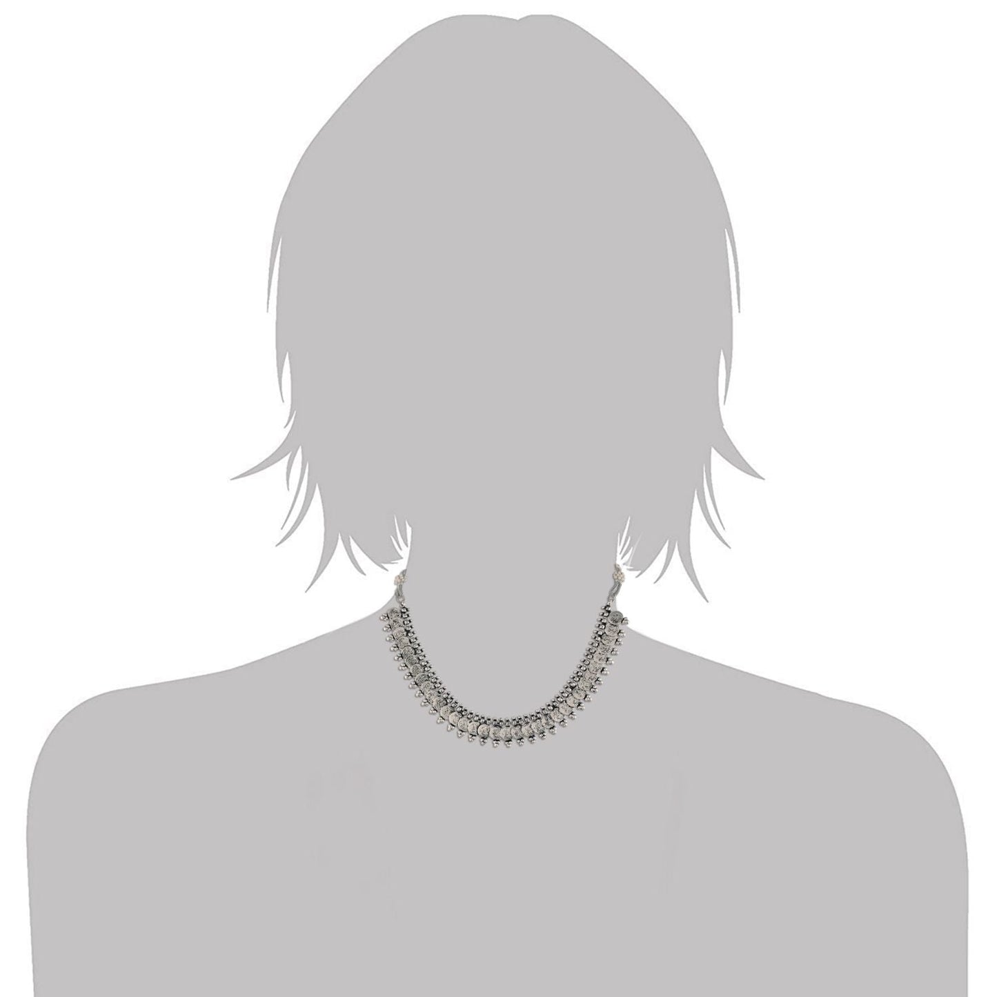 Women's 18K Rhodium Plated Traditional South Indian Stylish Necklace With Earrings.