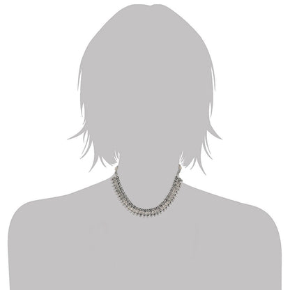 Women's 18K Rhodium Plated Traditional South Indian Stylish Necklace With Earrings.