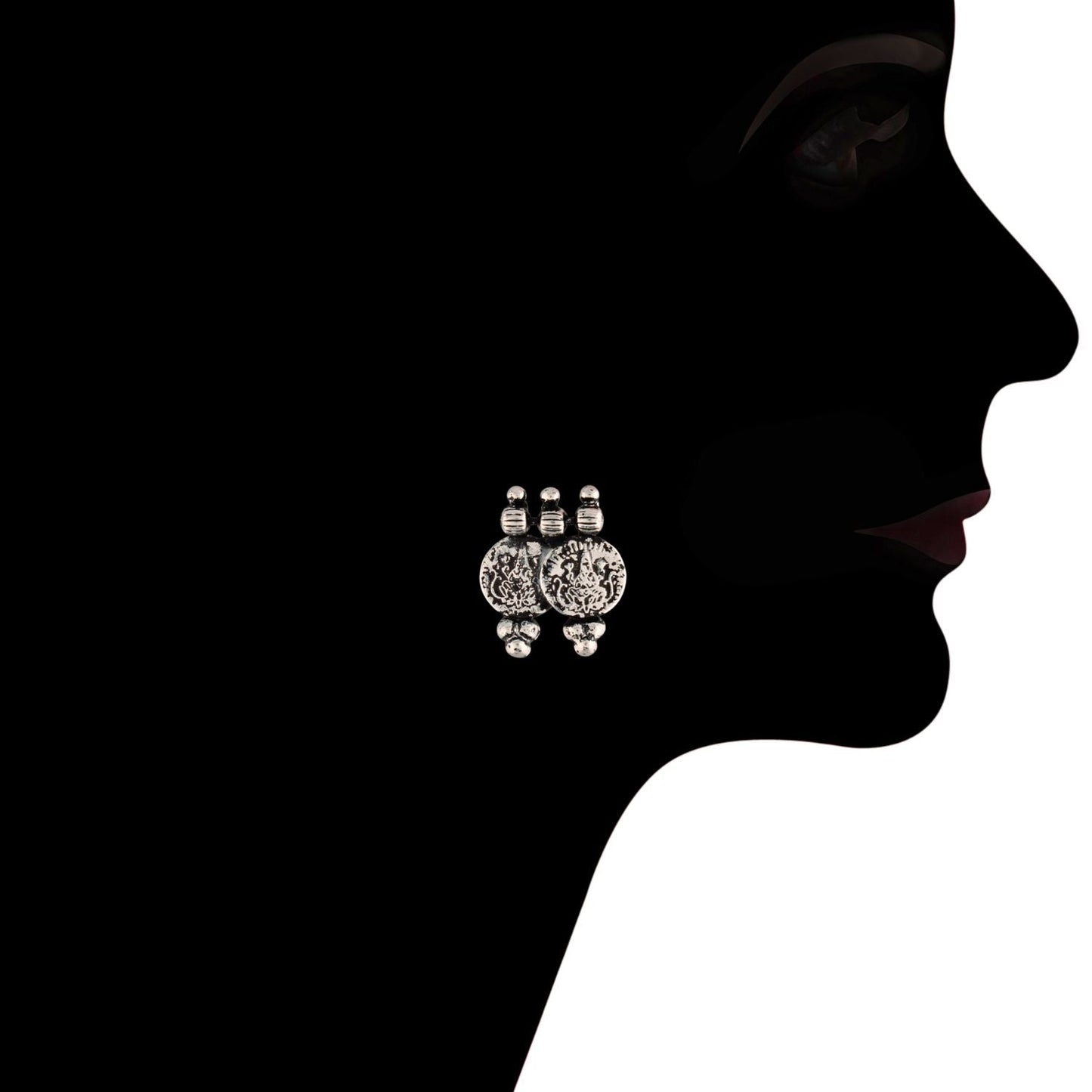 Women's 18K Rhodium Plated Traditional South Indian Stylish Necklace With Earrings.