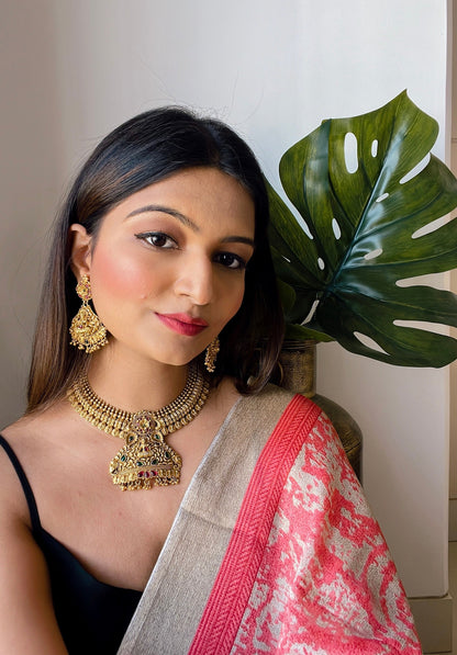 Women's Traditional Temple Choker Necklace Jewellery SetÂ 