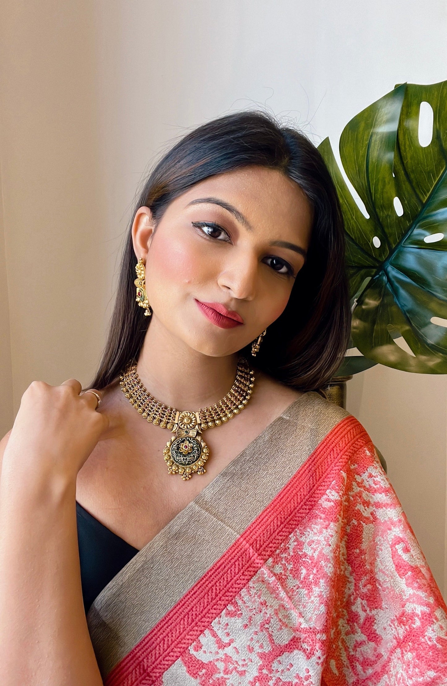 Women's Traditional Temple Choker Necklace Jewellery SetÂ 