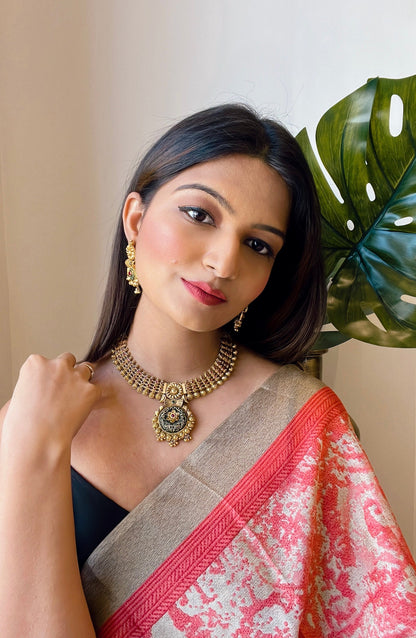 Women's Traditional Temple Choker Necklace Jewellery SetÂ 