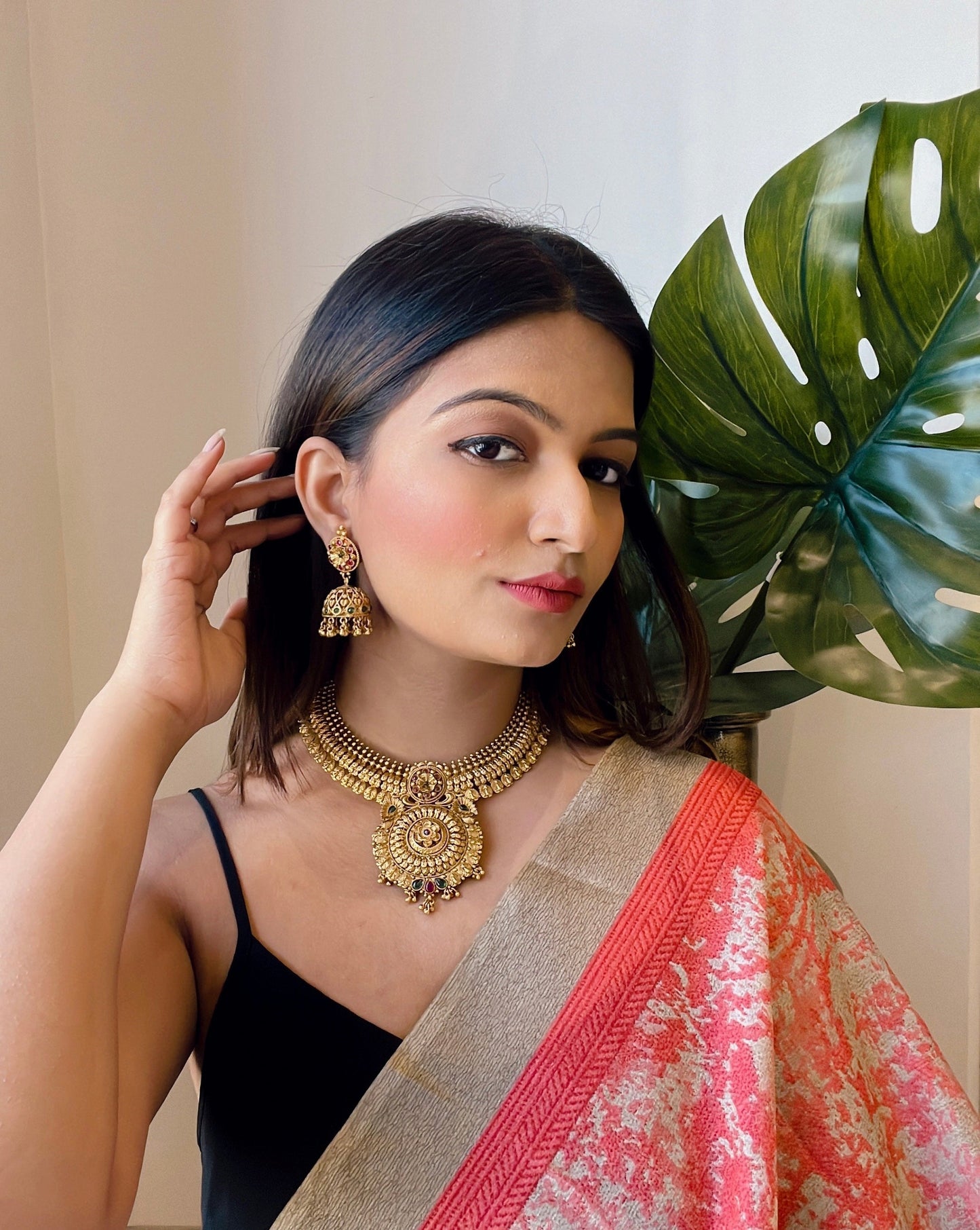Women's Traditional Temple Choker Necklace Jewellery SetÂ 