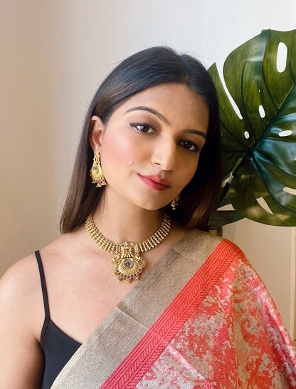 Women's Traditional Temple Choker Necklace Jewellery SetÂ 