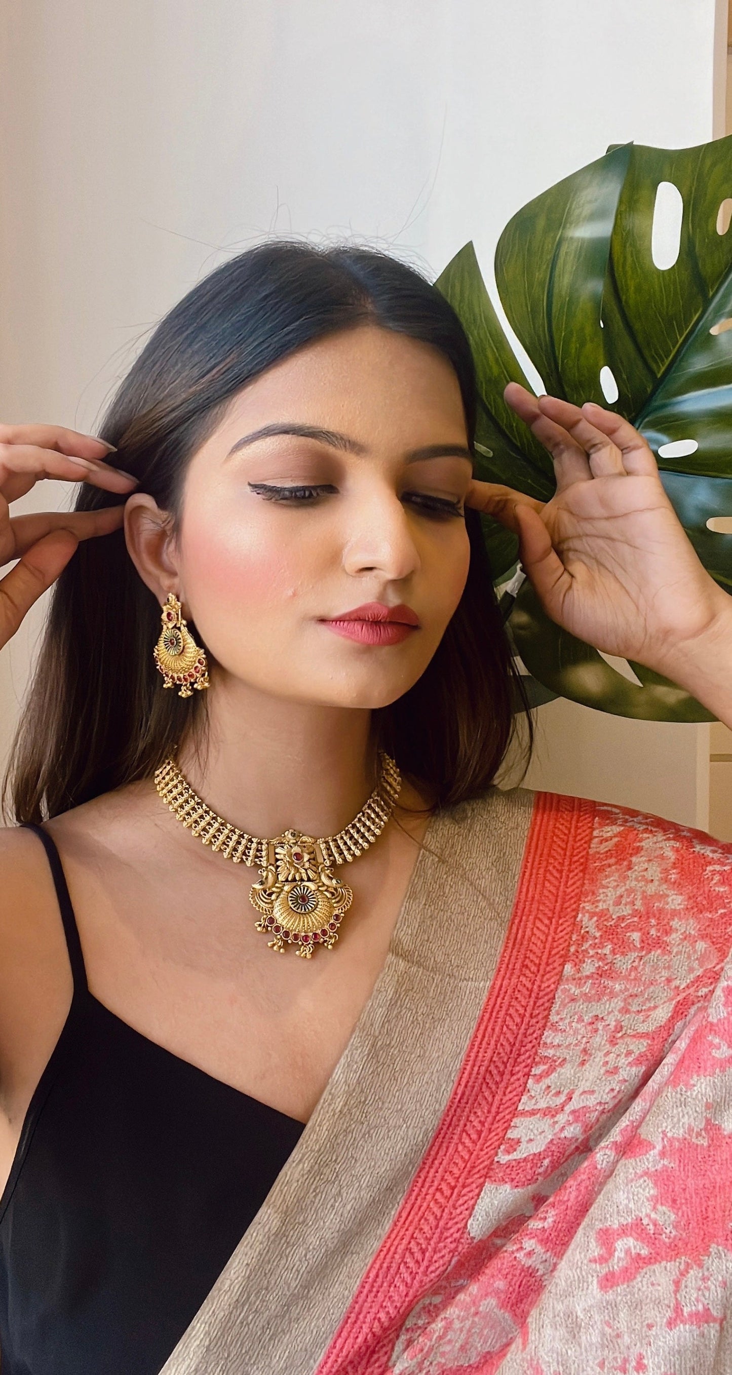 Women's Traditional Temple Choker Necklace Jewellery SetÂ 