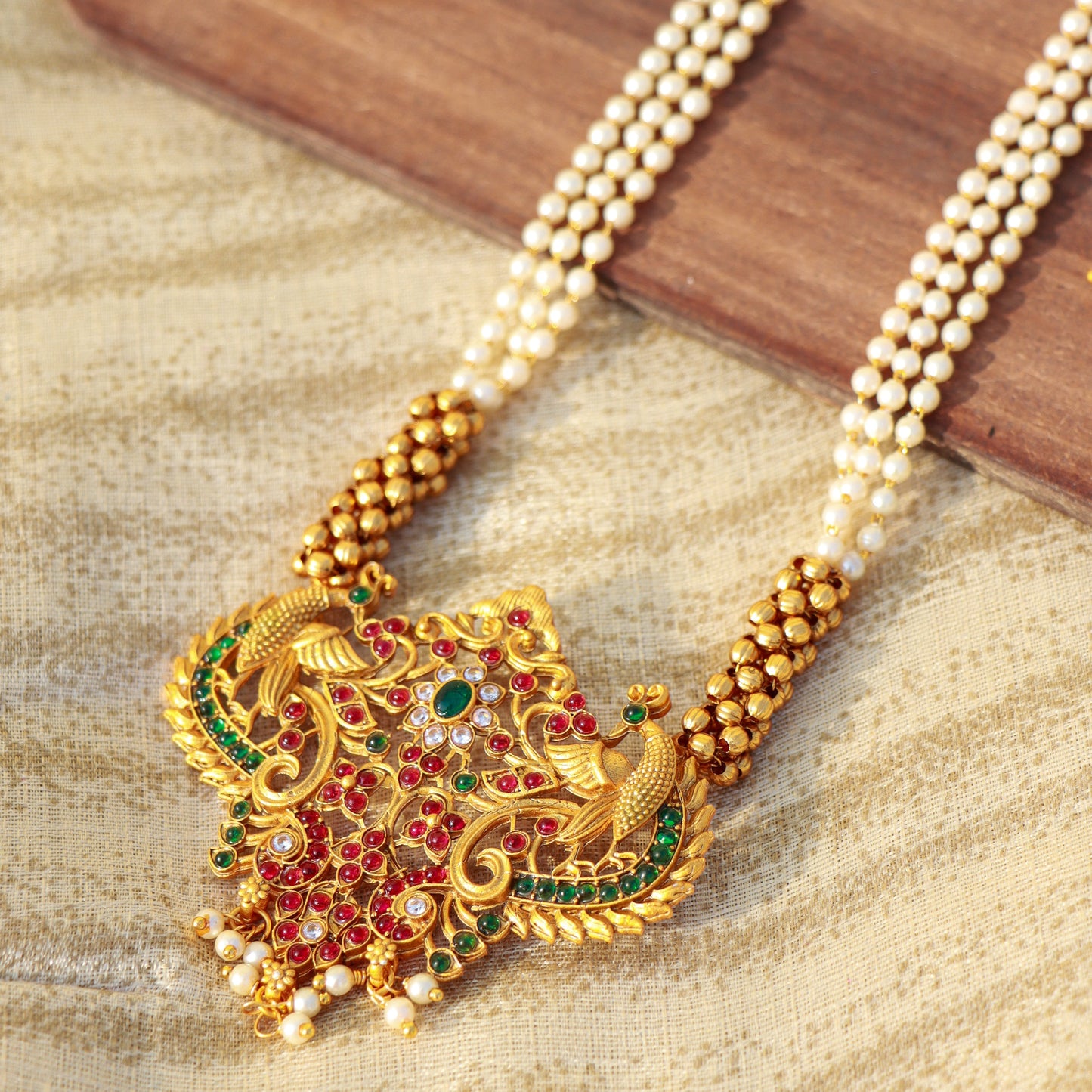 Women's 18k Rajwadi Gold Plated Brass Temple Choker Necklace