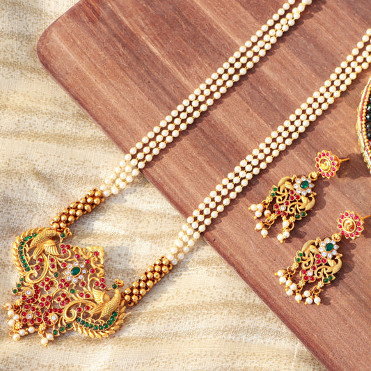 Women's 18k Rajwadi Gold Plated Brass Temple Choker Necklace