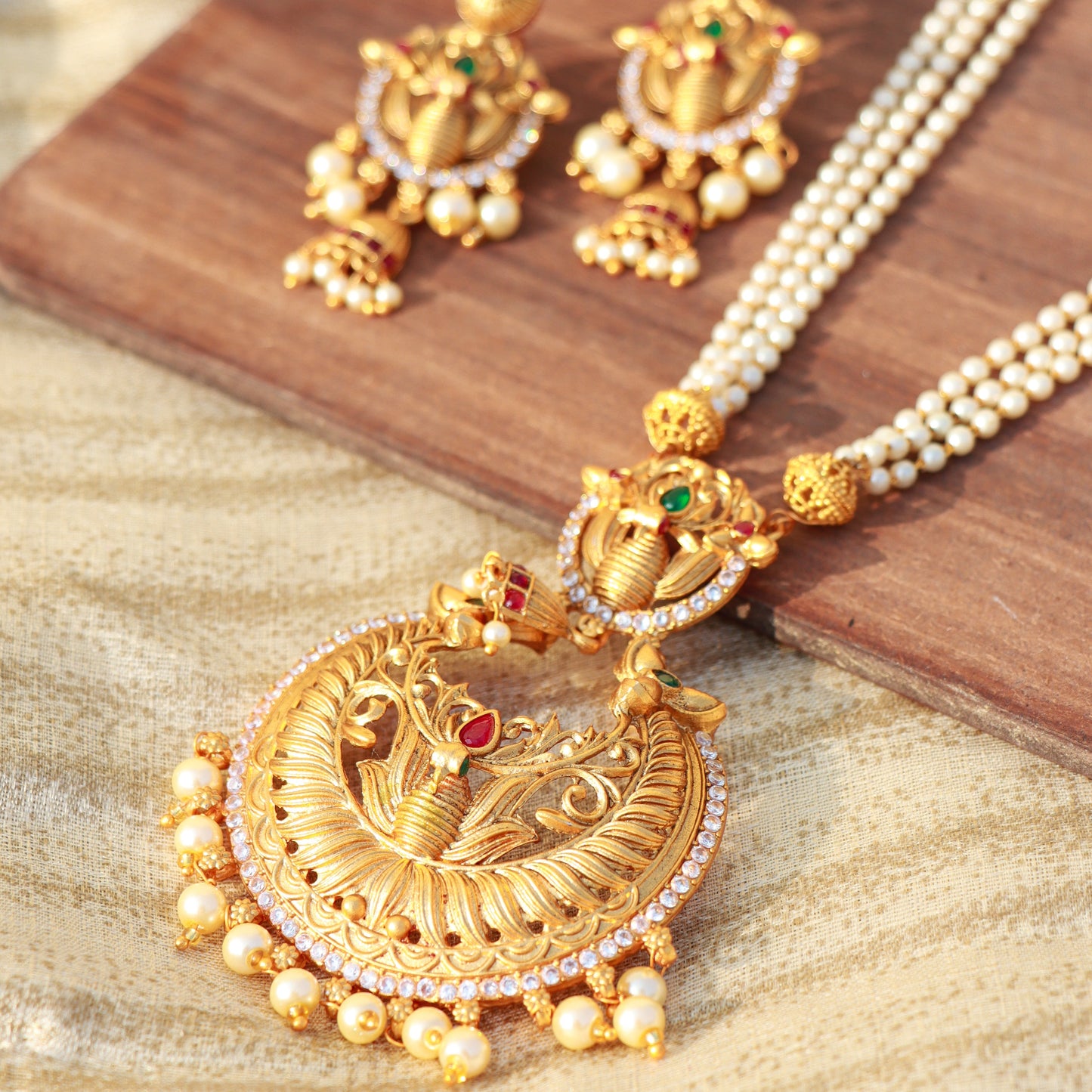 Women's 18k Rajwadi Gold Plated Brass Temple Choker Necklace