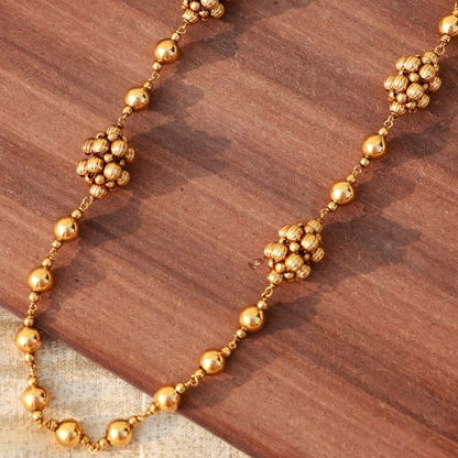 Women's Â 18k Antique Gold Plated South Indian Beads Mala Ball Chain NecklaceÂ 