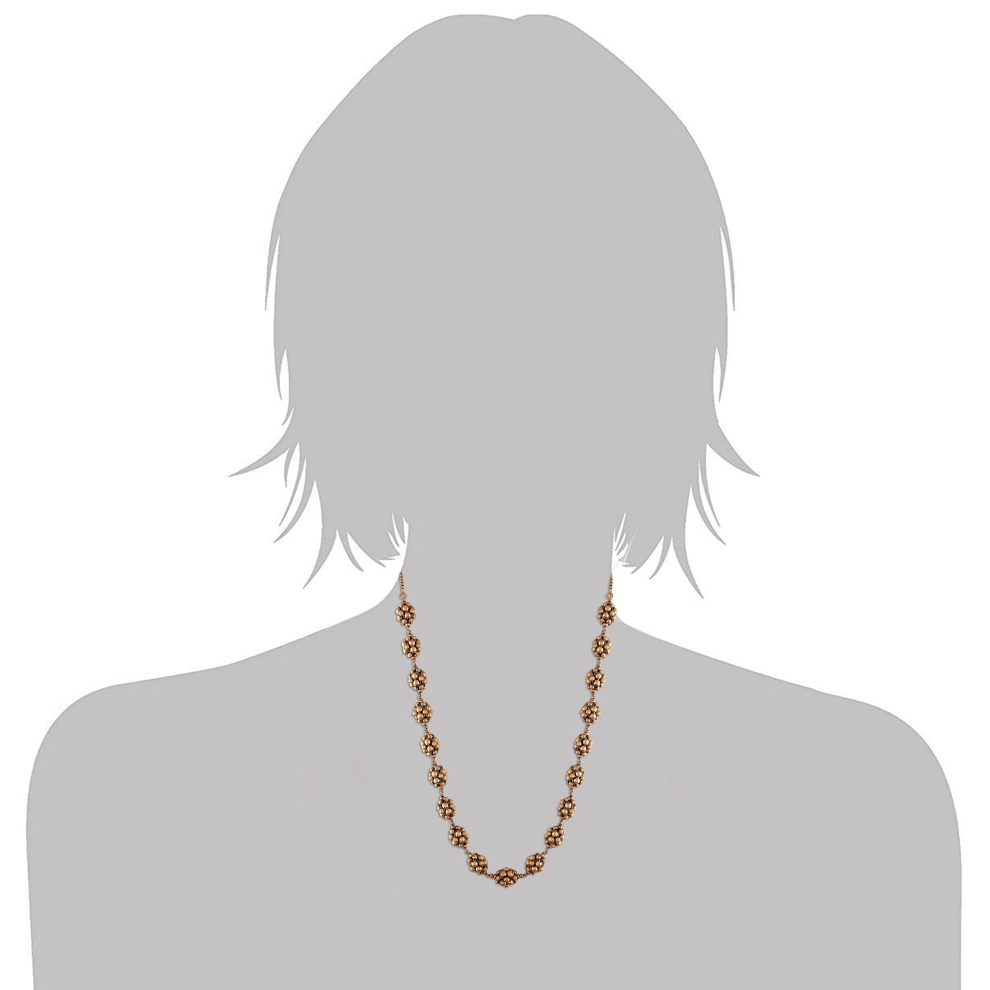 Women's Â 18k Antique Gold Plated South Indian Beads Mala Ball Chain NecklaceÂ 