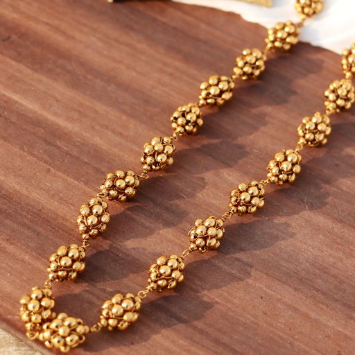 Women's Â 18k Antique Gold Plated South Indian Beads Mala Ball Chain NecklaceÂ 