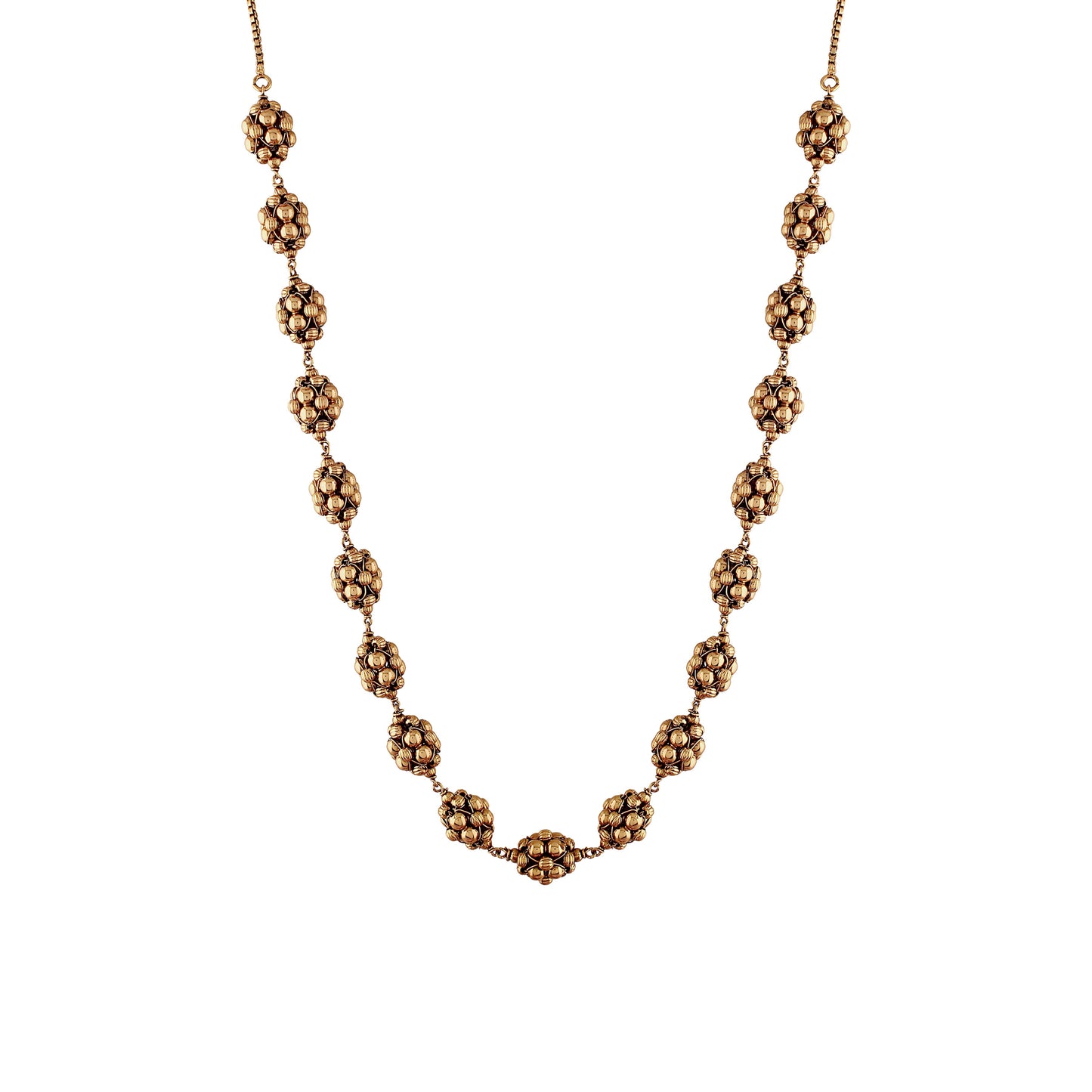 Women's Â 18k Antique Gold Plated South Indian Beads Mala Ball Chain NecklaceÂ 