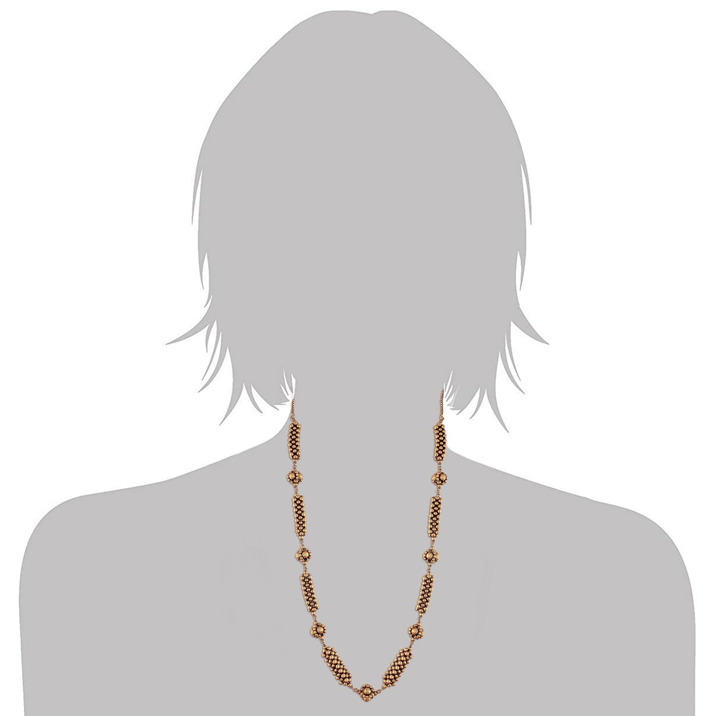 Women's Â 18k Antique Gold Plated South Indian Beads Mala Ball Chain NecklaceÂ 