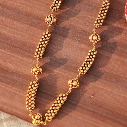 Women's Â 18k Antique Gold Plated South Indian Beads Mala Ball Chain NecklaceÂ 