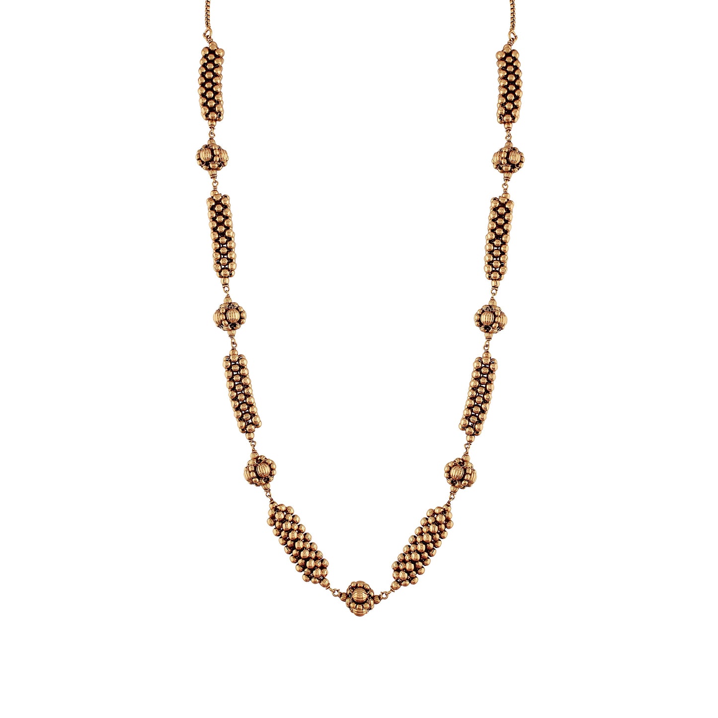 Women's Â 18k Antique Gold Plated South Indian Beads Mala Ball Chain NecklaceÂ 