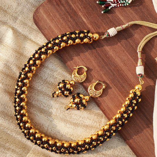 Women's Â 18k Gold Plated Moti Beads Choker NecklaceÂ 
