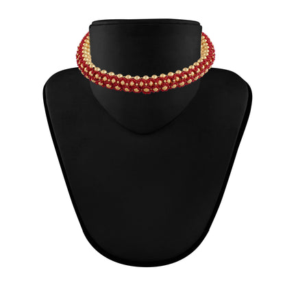Women's Â 18k Gold Plated Moti Beads Choker NecklaceÂ 