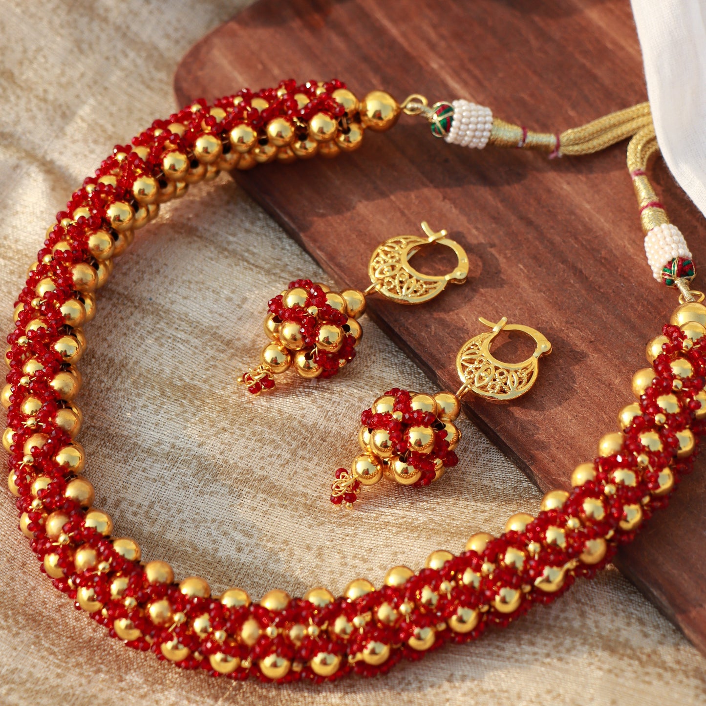 Women's Â 18k Gold Plated Moti Beads Choker NecklaceÂ 