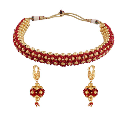 Women's Â 18k Gold Plated Moti Beads Choker NecklaceÂ 