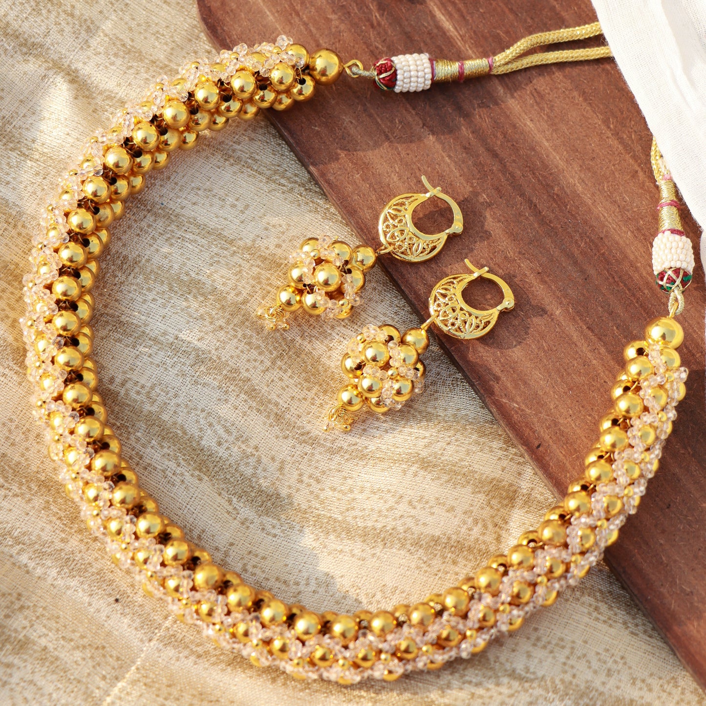 Women's Â 18k Gold Plated Moti Beads Choker NecklaceÂ 