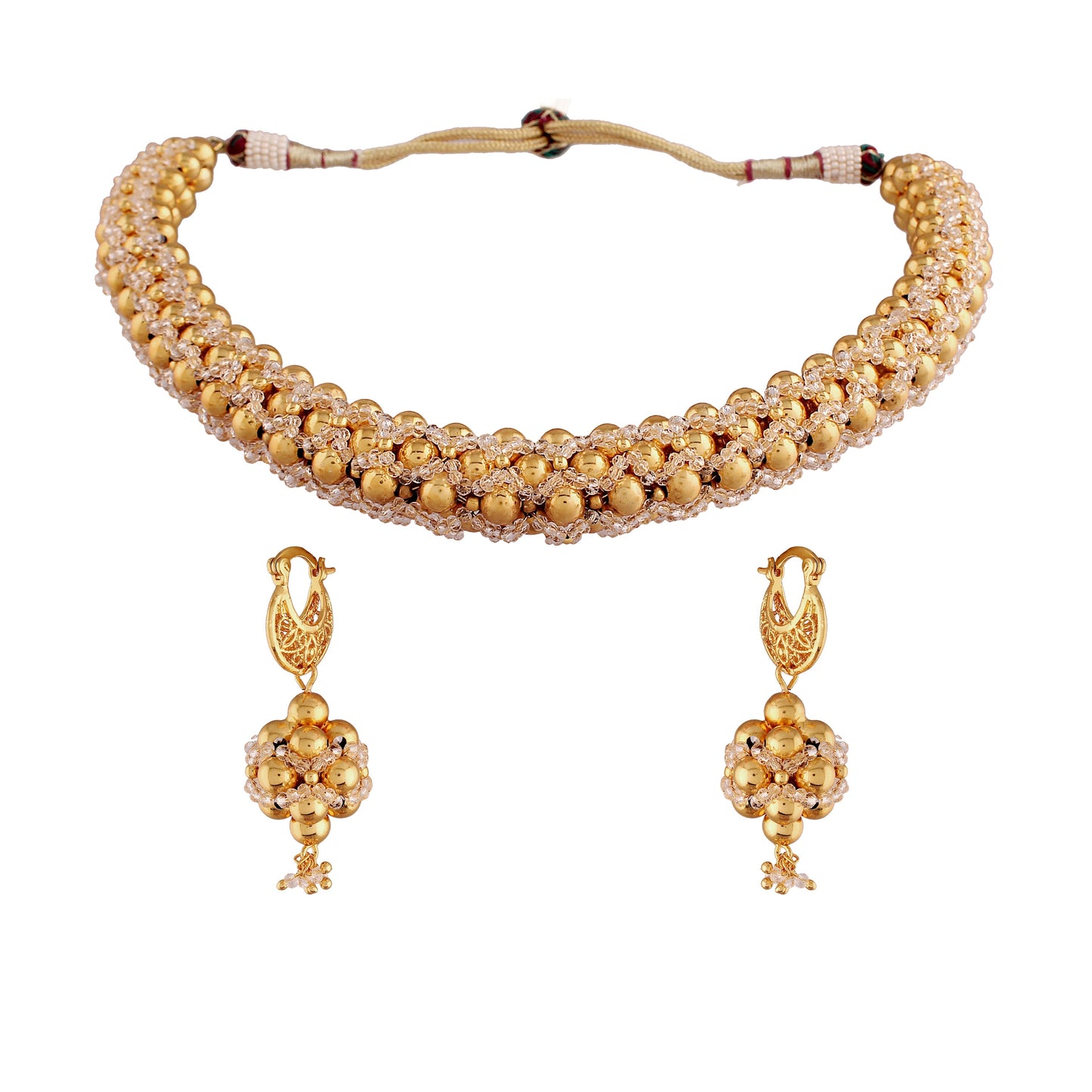 Women's Â 18k Gold Plated Moti Beads Choker NecklaceÂ 