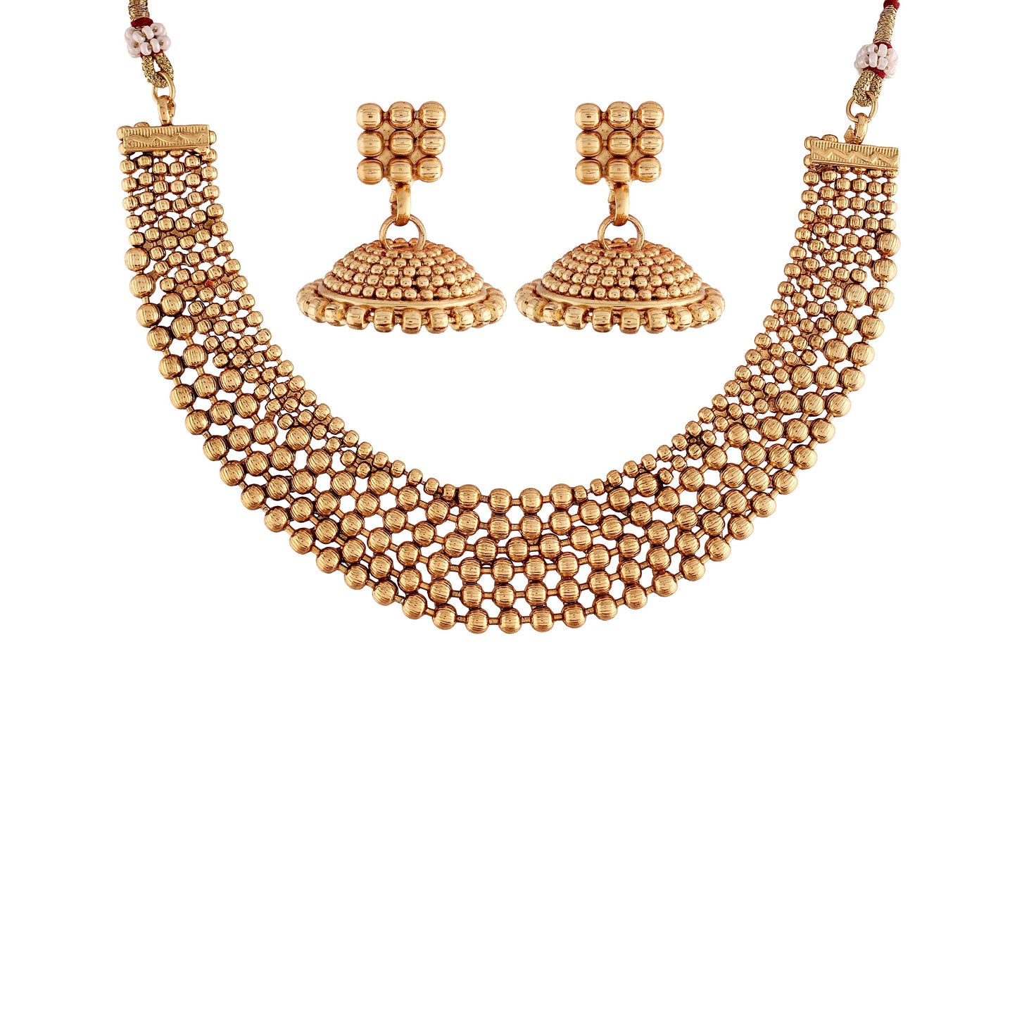 Women's 18K Gold Plated Traditional South Indian Style Necklace
