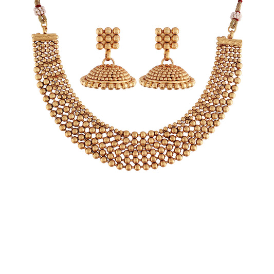 Women's 18K Gold Plated Traditional South Indian Style Necklace