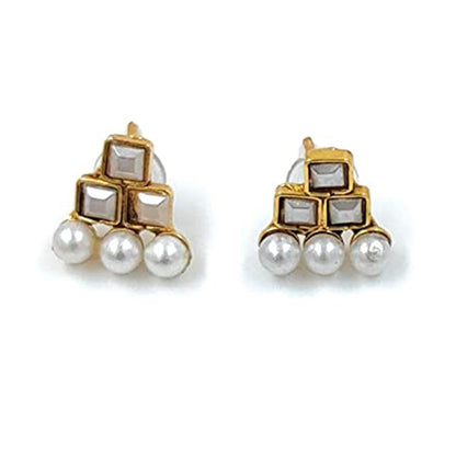 Women's Gold Plated Traditional White Choker Necklace Jewellery Set