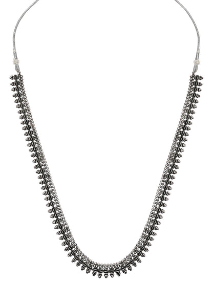 Women's 18K Silver Oxidised Traditional Style Necklace With Choker & Earrin
