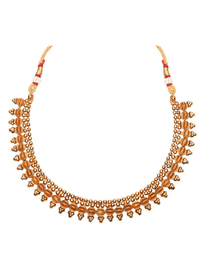 Women's 18K Gold Plated Traditional Stylish Golden Necklace with Earrings