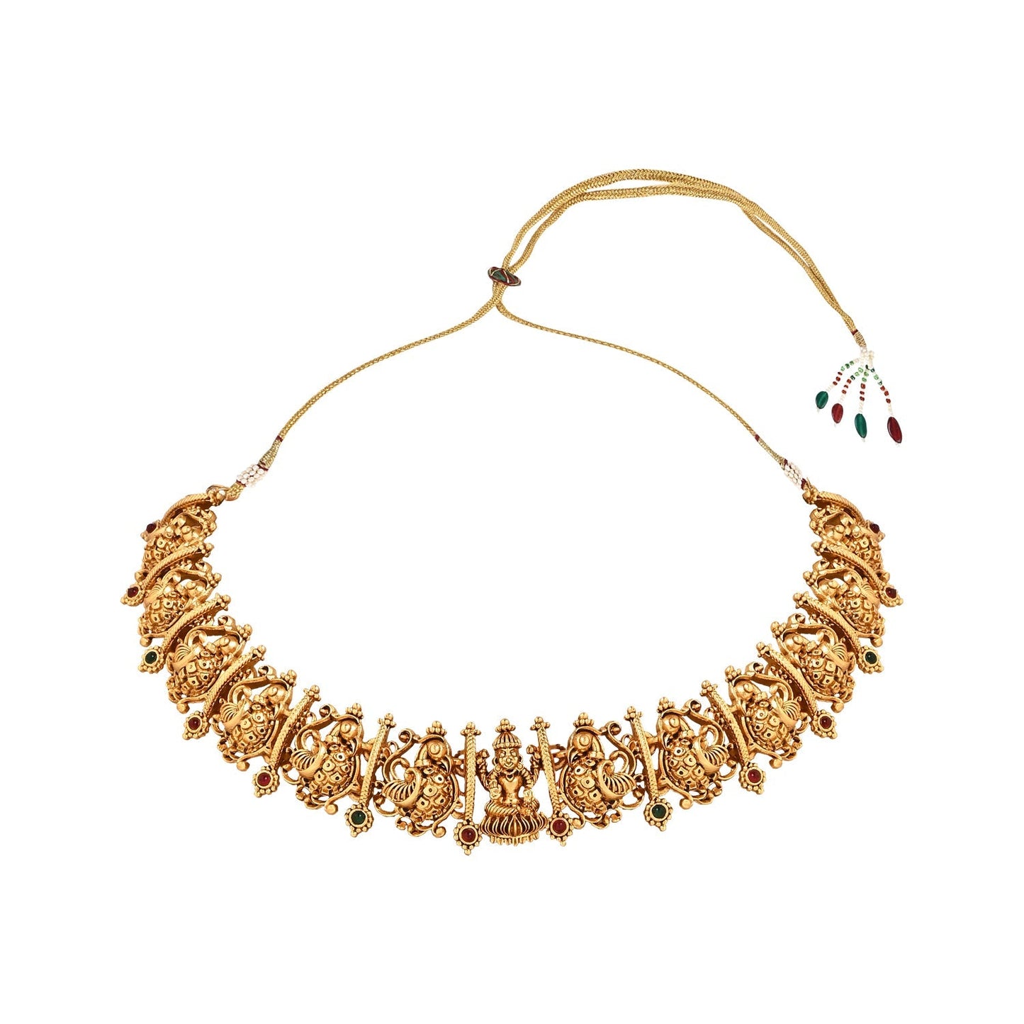 Women's Gold Plated Traditional Temple Choker Necklace Jewellery With Earrings Set