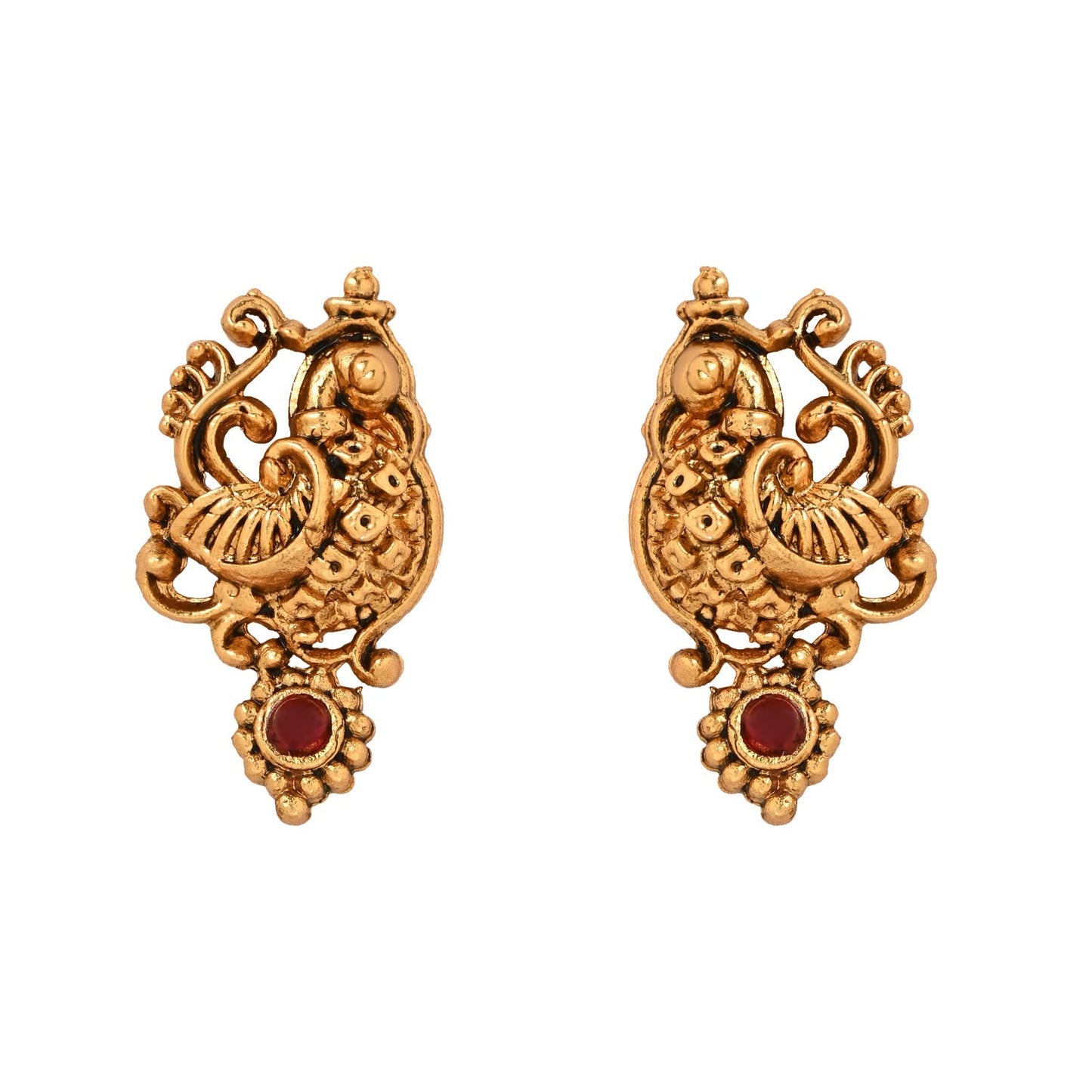 Women's Gold Plated Traditional Temple Choker Necklace Jewellery With Earrings Set