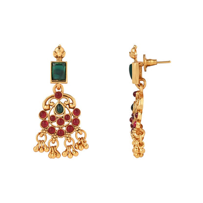 Women's Gold Plated Traditional Temple Choker Necklace Jewellery With Earrings Set