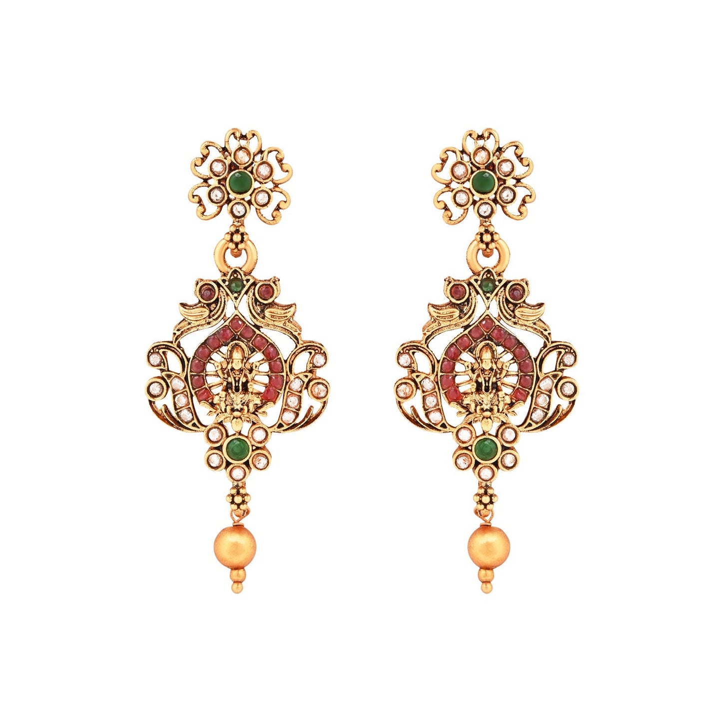 Women's Gold Plated Traditional Temple Choker Necklace Jewellery With Earrings Set