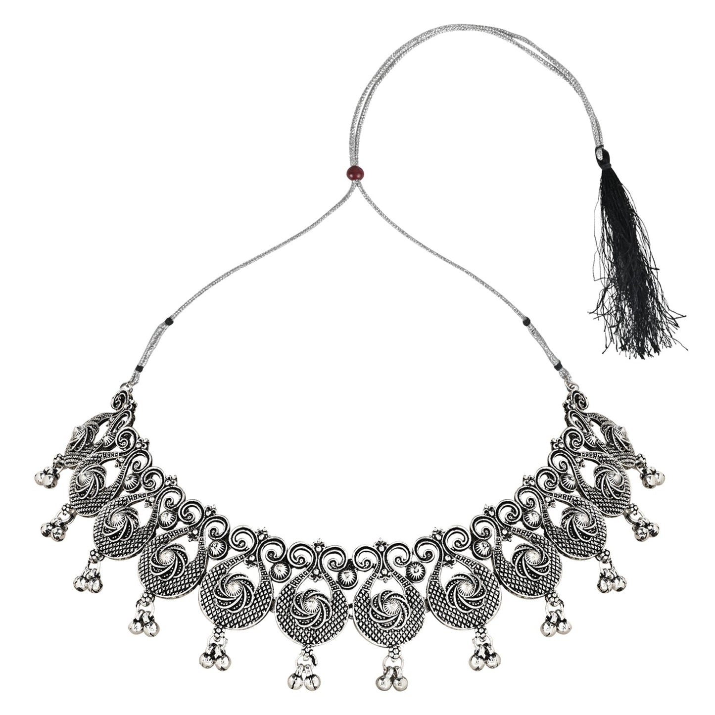 Women's Antique Silver Oxidized Ethnic Traditional Afghani Choker Necklace Jewellery Set