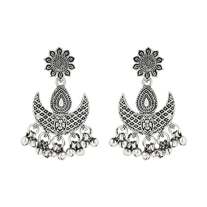 Women's Antique Silver Oxidized Ethnic Traditional Afghani Choker Necklace Jewellery Set