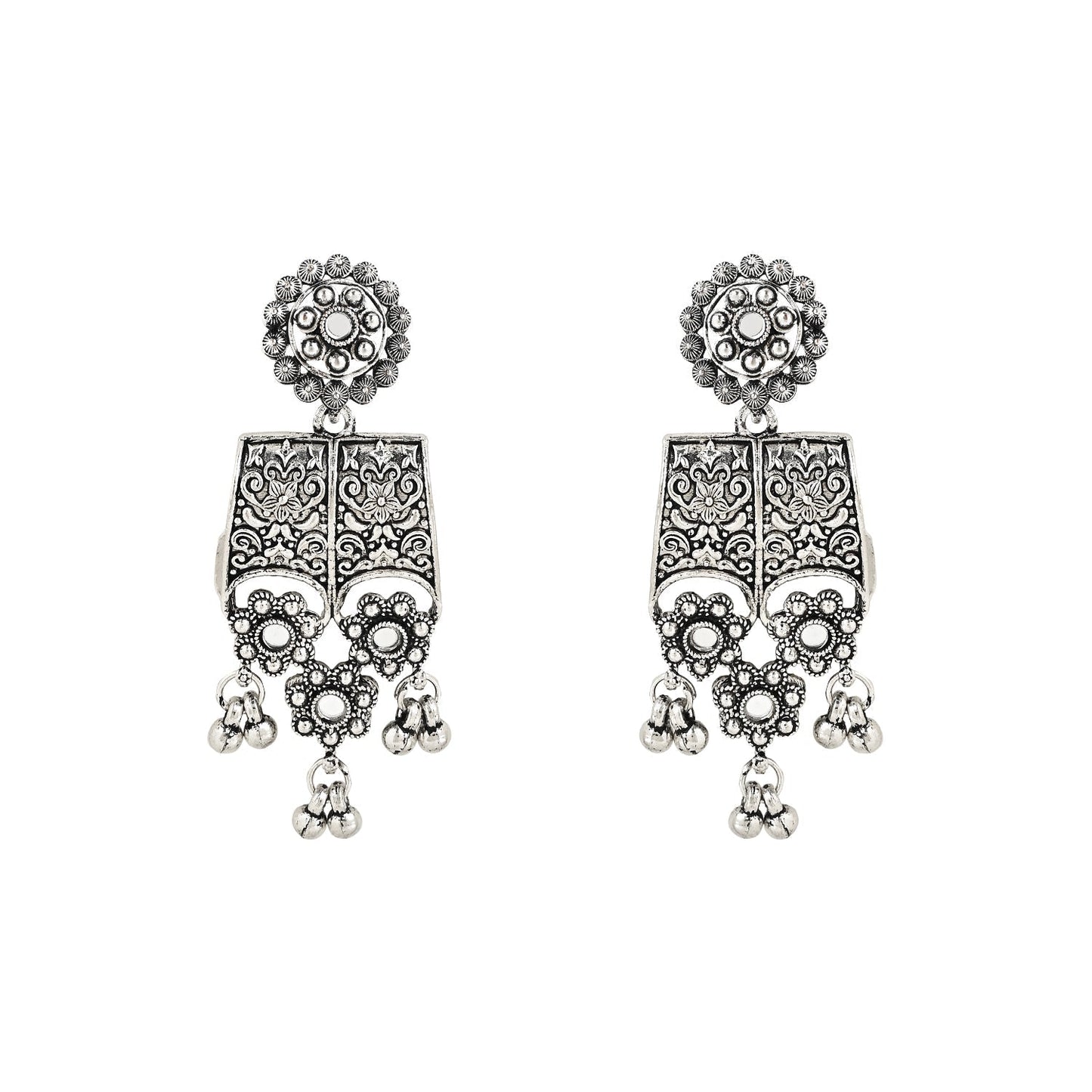 Women's Antique Silver Oxidized Ethnic Traditional Afghani Choker Necklace Jewellery Set
