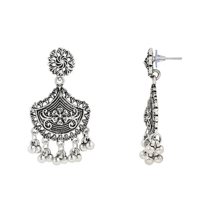 Women's Antique Silver Oxidized Ethnic Traditional Afghani Choker Necklace Jewellery Set