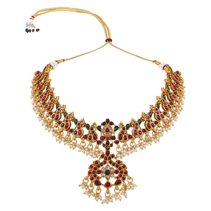 Women's 18K Gold Plated Traditional Antique Temple Jewellery Long Necklace With Earrings
