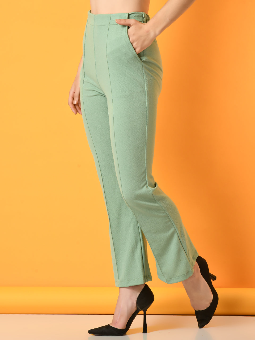 Women's Green Solid Top With  Trousers