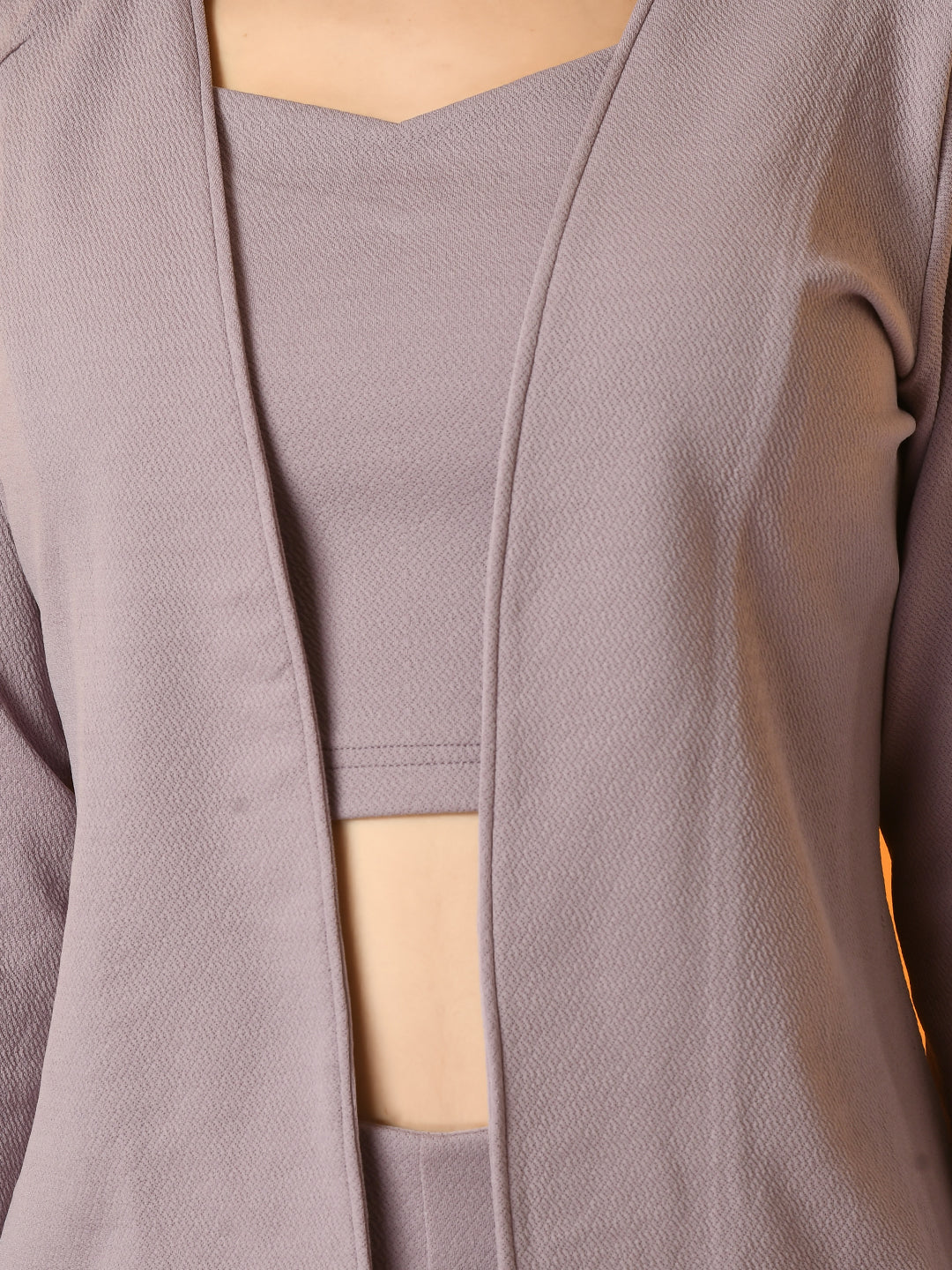 Women's Lavender Solid Coat With  Trousers