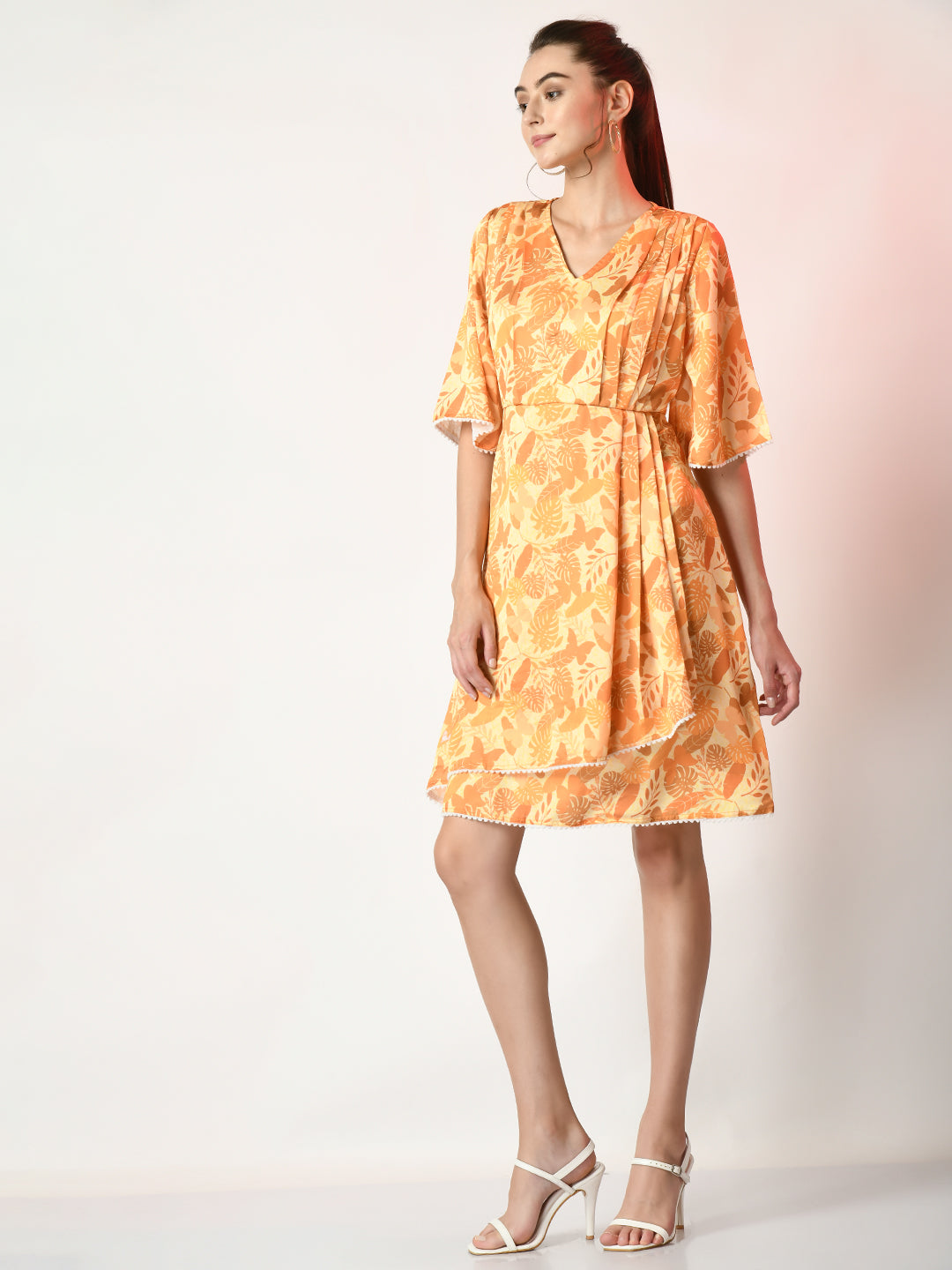 Women's Yellow Printed  Dress