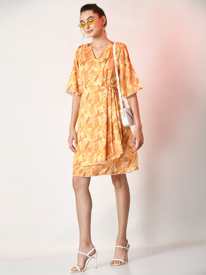 Women's Yellow Printed  Dress